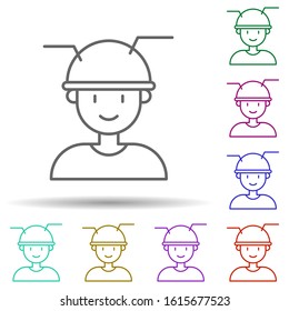 Brain, man, technology in multi color style icon. Simple thin line, outline vector of future world icons for ui and ux, website or mobile application