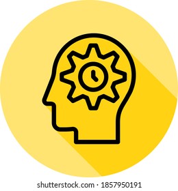 brain, management, time icon long shadow
