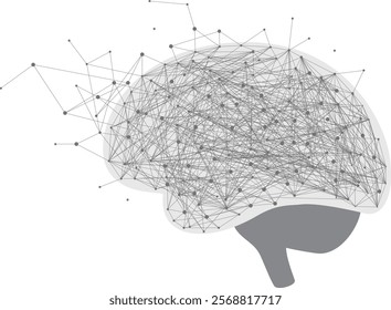 A brain with many lines and dots on it