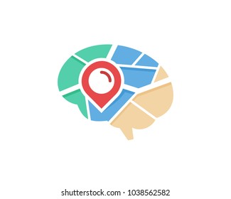 Brain Map Icon Logo Design Element