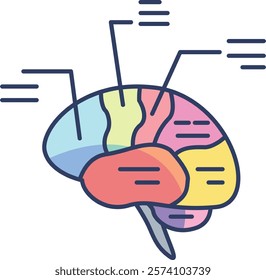 Brain mapping Icon - Lineal Color Style - Neuroscience Theme