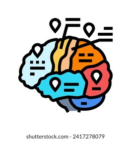 brain mapping neuroscience neurology color icon vector. brain mapping neuroscience neurology sign. isolated symbol illustration