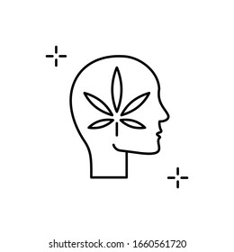 Icono de adicciones a la marihuana. Línea simple, contorno vectoriales elementos adictivos humanos para ui y ux, sitio web o aplicación móvil