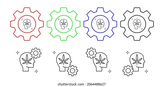 Cerebro, marihuana, adicciones icono vector en la ilustración de conjunto de aparejos para ui y ux, sitio web o aplicación móvil