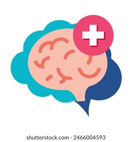 A brain marked with a plus sign symbolizes creativity and innovation