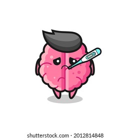 brain mascot character with fever condition , cute style design for t shirt, sticker, logo element