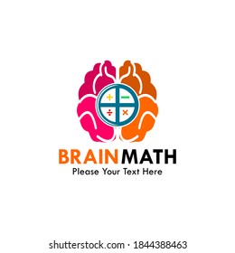 Brain math logo template illustration