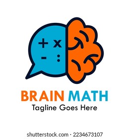 Brain math logo template illustration