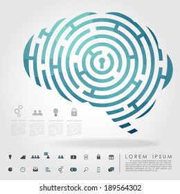 Brain Maze Geometry With Business Icon Vector