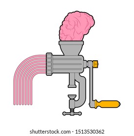 Brain in meat grinder. brains Stuffing. vector illustration
