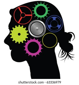 brain mechanism, abstract vector art illustration