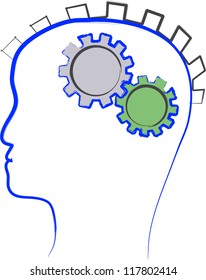 Brain mechanism illustration, abstract hand drawn