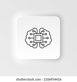 Gehirn, Mechanismus, Intelligenz pneumorphisches Stil Vektorsymbol - Vektorgrafik. Vektorsymbol der künstlichen Intelligenz