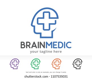 Brain Medic Logo Symbol Template Design Vector, Emblem, Design Concept, Creative Symbol, Icon