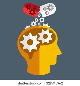Brain medicine. Vector Flat design
