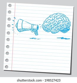 Brain with megaphone