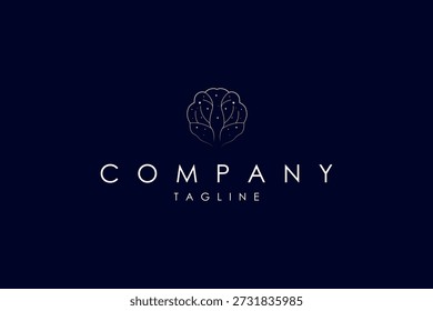 logotipo da ilustração da memória do cérebro com estilo do design da arte da linha de luxo abstrata