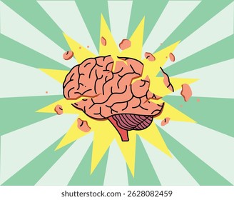 Brain mental health explode burst illustration
