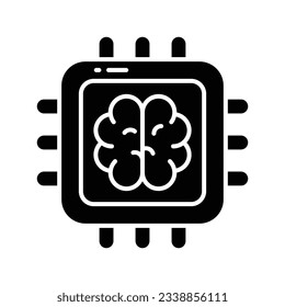 Brain with microchip, ai processor concept vector in trendy style, ready to use icon