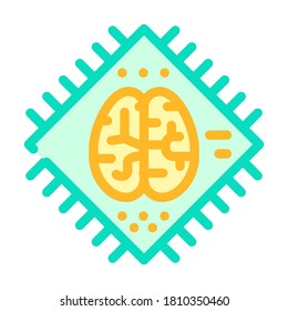brain microchip artificial intelligence color icon vector. brain microchip artificial intelligence sign. isolated symbol illustration