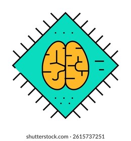 brain microchip artificial intelligence line icon vector. brain microchip artificial intelligence sign. isolated symbol illustration