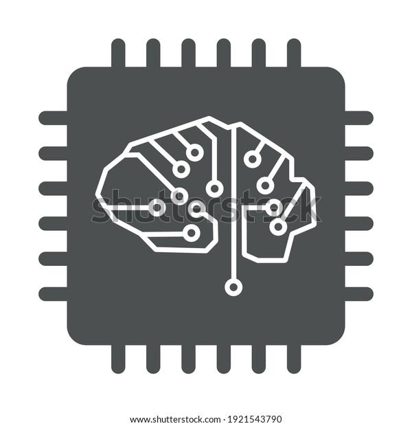 The brain in a microchip chip. Eps-10 on a\
white background.