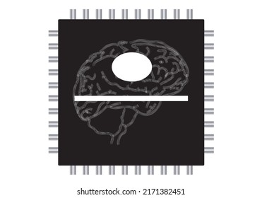 
Metáfora de cerebro y microchip en blanco y negro