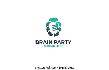 Brain and microphone, Podcast Logo Design Inspirations