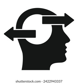 Icono de ambigüedad de cerebro vector simple. Firmar informe. Elección de negocio