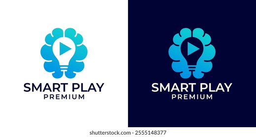 Brain mind bulb logo design template. Mind video creative logo template. Smart play logo. Vector logo template of letter i, brain, mind, idea, smart, creative, colorful, modern.