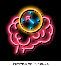 brain mind compass neon light sign vector. Glowing bright icon brain mind compass sign. transparent symbol illustration