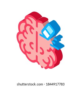 borrar el vector de icono de borrado de mente cerebral. signo de borrador isométrico de mente cerebral. ilustración de símbolo aislado de color