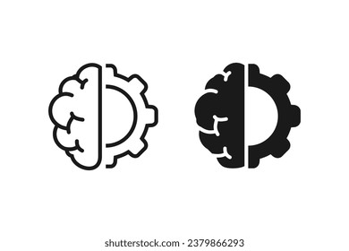 Brain mind gear icon. Illustration vector