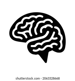 Brain, mind icon. Black vector graphics.