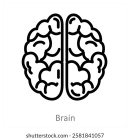Brain and mind icon concept