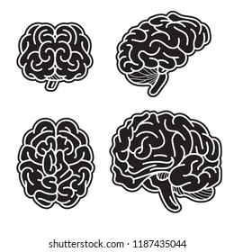 Brain mind icon set. Simple set of brain mind vector icons for web design on white background