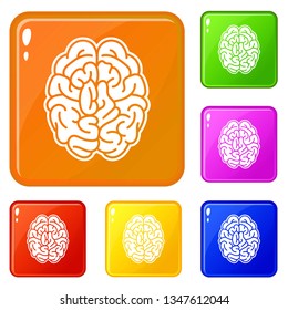Brain mind icons set collection vector 6 color isolated on white background