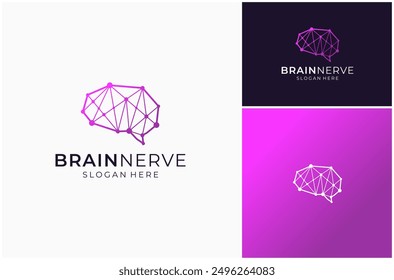 Brain Mind Intellect Cerebellum Neuron Nerve Connection Technology Vector Logo Design Illustration