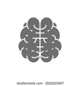 Brain, mind, intelligence, human organ grey icon.