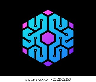 Inteligencia de inteligencia de cerebro Circuito de neurología Innovación de tecnología digital Diseño de logotipo de vectores geométricos