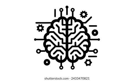 Brain, mind line art vector icon vector illustration on white background