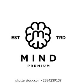 brain mind m Letter icon design illustration template