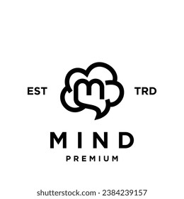 brain mind m Letter icon design illustration template