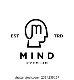 brain mind m Letter icon design illustration template