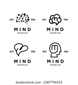 brain mind m Letter icon design illustration template