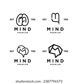 brain mind m Letter icon design illustration template