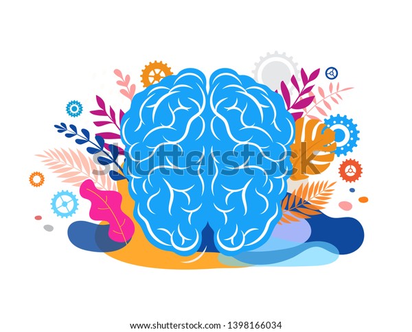 脳 心 マインドフルネスのコンセプトイラスト ベクター画像の背景と葉と自然のポスター のベクター画像素材 ロイヤリティフリー