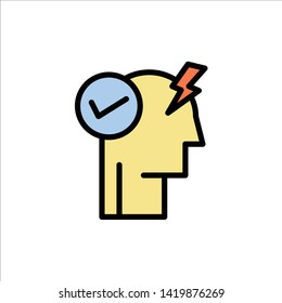 Brain, Mind, Power, Power Mode, Activate  Flat Color Icon. Vector icon banner Template