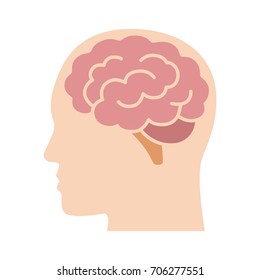 Brain Or Mind Side View Inside Head Flat Vector Color Icon For Medical Apps And Websites