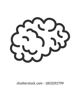 Brain or mind side view line art. Vector outline icon.